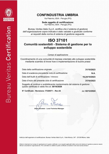 Certificate IT326571 - CONFINDUSTRIA UMBRIA - ISO 37101 anno 2024_01